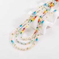 Chip Edelstein Süßwasser Perlen Halskette, 304 Edelstahl, mit Naturstein & Natürliche kultivierte Süßwasserperlen & Kristall, plattiert, verschiedene Stile für Wahl & für Frau, farbenfroh, verkauft von PC