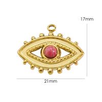 Gemstone Jewelry Pendant, 304 Stainless Steel, with Gemstone, plated, DIY golden [