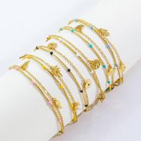 Stainless Steel Charm Bracelet, 304 Stainless Steel, with 3CM extender chain, plated & for woman & enamel, golden Approx 17 cm [