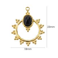 Gemstone Jewelry Pendant, 304 Stainless Steel, with Gemstone, plated, DIY golden [