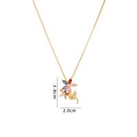 Cubic Zircon Micro Pave Brass Necklace, with 304 Stainless Steel, with 5CM extender chain, Flower, Vacuum Ion Plating, micro pave cubic zirconia & for woman Approx 40 cm 