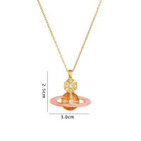 Cubic Zircon Micro Pave Brass Necklace, with 304 Stainless Steel, with 5CM extender chain, plated & micro pave cubic zirconia & for woman & enamel Approx 40 cm [