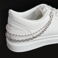 304 Stainless Steel Shoe Chain, with Plastic Pearl, fashion jewelry 