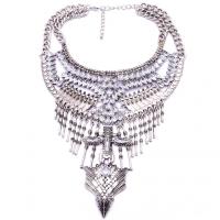 Fashion Statement Necklace, Zinc Alloy, with 2.76inch extender chain, antique silver color plated, vintage & for woman & with rhinestone Approx 16.9 Inch 