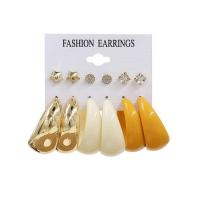 Resin Zinc Alloy Earring, with Zinc Alloy, gold color plated, for woman & enamel & with rhinestone, earring length 5-30mm 