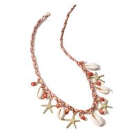 Shell Zinc Alloy Necklace, with Crystal & Zinc Alloy, gold color plated, Bohemian style & for woman Approx 16.1-19.7 Inch 