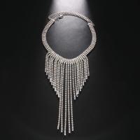 Fashion Fringe Necklace, Rhinestone, with Brass, Tassel, plated, fashion jewelry & for woman Approx 16 Inch 