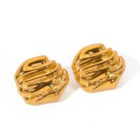 Stainless Steel Stud Earring, 304 Stainless Steel, 18K gold plated, fashion jewelry & for woman, golden [