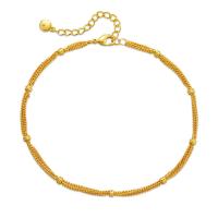 Brass Anklet, with 2.36inch extender chain, 18K gold plated, fashion jewelry & for woman, golden Approx 8.66 Inch 