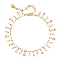 Brass Anklet, with ABS Plastic Pearl, with 2.36inch extender chain, 18K gold plated, fashion jewelry & for woman, golden Approx 8.26 Inch 