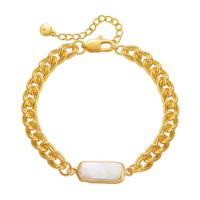 Bracelets coquillage de mer du sud, laiton, avec Shell Pearl, avec 2.36inch chaînes de rallonge, Plaqué or 18K, bijoux de mode & pour femme, doré, 9mm Environ 6.49 pouce, Vendu par PC