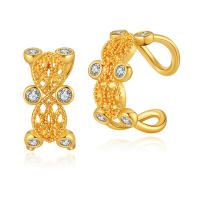 Cubic Zirconia Micro Pave Brass Earring, 18K gold plated, fashion jewelry & micro pave cubic zirconia & for woman, golden [