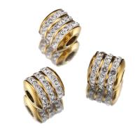 304 Stainless Steel Spacer Bead, plated, DIY & with rhinestone, golden Approx 3mm 