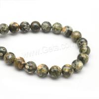 Jaspis Kambaba Perlen, Kambaba+Jasper, rund, poliert, DIY & verschiedene Größen vorhanden, grün, Länge:ca. 38 cm, verkauft von Strang