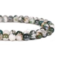 Natürliche verrückte Achat Perlen, Baumachat, rund, poliert, DIY & verschiedene Größen vorhanden, grün, Länge:ca. 38 cm, verkauft von Strang