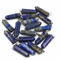 Natural Lapis Lazuli Pendants, with 304 Stainless Steel, Conical, DIY, dark blue 