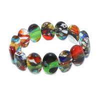 Lampwork Bracelets, Millefiori Lampwork, with Elastic Thread, Flat Oval, fashion jewelry & for woman, mixed colors Approx 18 cm 