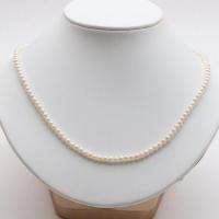 Natural Freshwater Pearl Necklace, Round, DIY, white, pearl length 3-4mm Approx 36-38 cm 