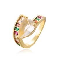 Цирконий Micro Pave Латунь палец кольцо, Другое покрытие, ювелирные изделия моды & инкрустированное микро кубического циркония, Много цветов для выбора, Ring inner ~19mm, продается PC