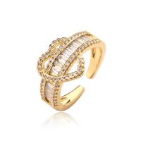 Cubic Zirconia Micro Pave Brass Finger Ring, plated, fashion jewelry & micro pave cubic zirconia, gold, Ring inner ~19mm [