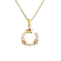 Cubic Zircon Micro Pave Brass Necklace, with Plastic Pearl, with 5cm extender chain, plated, fashion jewelry & micro pave cubic zirconia cm 