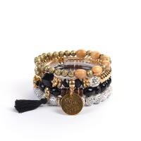 Wrap Bracelets, Glass Beads, with Plastic & Zinc Alloy & Acrylic, 4 pieces & fashion jewelry & Unisex 