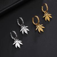 Stainless Steel Drop Earring, 304 Stainless Steel, Leaf, plated, fashion jewelry & for woman 