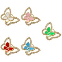 Cubic Zirconia Micro Pave Brass Connector, Butterfly, plated, DIY & micro pave cubic zirconia & enamel 