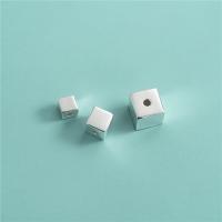 Sterling Silver Spacer Beads, 925 Sterling Silver, Cube, plated, DIY original color 