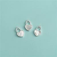 Sterling Silver Heart Pendants, 925 Sterling Silver, with Shell, Lock, plated, DIY, silver color 