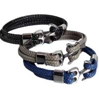 PU Leather Cord Bracelets, 304 Stainless Steel, with PU Leather, polished & for man 