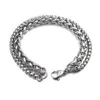 Stainless Steel Chain Bracelets, 304 Stainless Steel, plated & for man, original color 