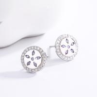 Cubic Zirconia Micro Pave Sterling Silver Earring, 925 Sterling Silver, fashion jewelry & micro pave cubic zirconia 