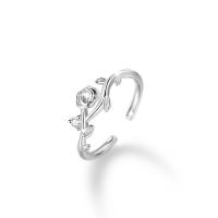 Cubic Zirconia anillo de dedo de acero inoxidable, Plata de ley 925, Ajustable & Joyería & diferentes estilos para la opción & micro arcilla de zirconia cúbica, tamaño:7, Vendido por UD