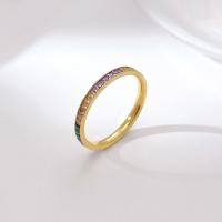 Titanium Steel Finger Ring, fashion jewelry & micro pave cubic zirconia 