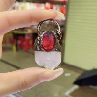 Pendentifs quartz naturel, quartz clair, avec Rubis & laiton, Placage, DIY, couleurs mélangées Vendu par PC