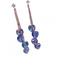 Crystal Drop Earring, with Zinc Alloy, Heart, platinum color plated, fashion jewelry & for woman 100mm 