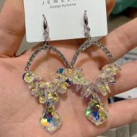 Kristall Tropfen Ohrring, mit Zinklegierung, silberfarben plattiert, Modeschmuck & für Frau & hohl, mehrere Farben vorhanden, 50mm, verkauft von Paar