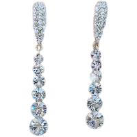 Zinc Alloy Rhinestone Drop Earring, silver color plated, Korean style & for woman & with rhinestone, 45mm 
