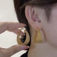 boucles d'oreilles cerceau en alliage zinc, alliage de zinc, Placage de couleur d'or, Style coréen & pour femme, 40mm, Vendu par paire