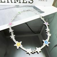 Enamel Zinc Alloy Necklace, with 5cm extender chain, silver color plated, fashion jewelry & for woman & with rhinestone Approx 45 cm 