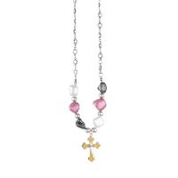 Plastik-Perlenkette, Zinklegierung, mit Kunststoff Perlen, silberfarben plattiert, Modeschmuck & für Frau, Länge:ca. 28 cm, verkauft von PC