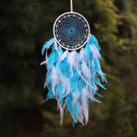 Fashion Dream Catcher, Feather, with Cotton Thread & Plastic Pearl & Iron & Acrylic, for home and office & hollow, mixed colors 