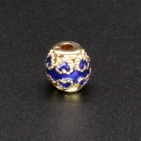Zinc Alloy Spacer Beads, barrel, gold color plated, DIY & enamel, blue 