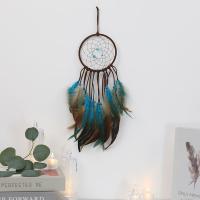 Fashion Dream Catcher, Feather, with Cotton Thread & Wood & Plastic & Iron, for home and office & hollow, mixed colors 