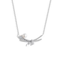 Cubic Zircon Micro Pave Sterling Silver Necklace, 925 Sterling Silver, with Freshwater Pearl, with 2.36inch extender chain, fashion jewelry & micro pave cubic zirconia & for woman Approx 14.17 Inch 