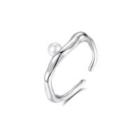 Sterling Silver Finger Ring, 925 Sterling Silver, with Shell Pearl, fashion jewelry & for woman 