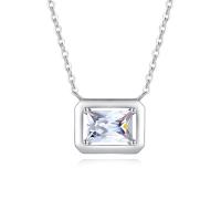 Cubic Zirconia Sterling Silver Necklace, 925 Sterling Silver, with 1.97inch extender chain, fashion jewelry & micro pave cubic zirconia & for woman Approx 15.74 Inch 