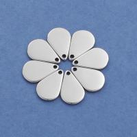 Stainless Steel Flower Pendant, 304 Stainless Steel, Teardrop, silver color plated, DIY 