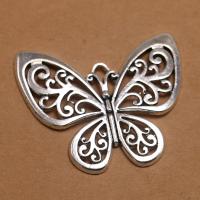 Zinc Alloy Hollow Pendants, Butterfly, antique silver color plated, DIY 